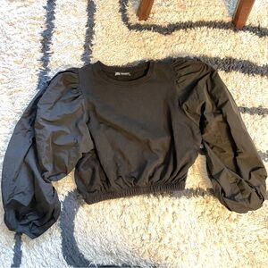 Zara M Puff Sleeved Crop Sweatshirt w Tech Sleeves